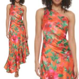 Eliza J Floral-Print One-Shoulder Maxi Dress  size 4 Floral One-Shoulder Dress